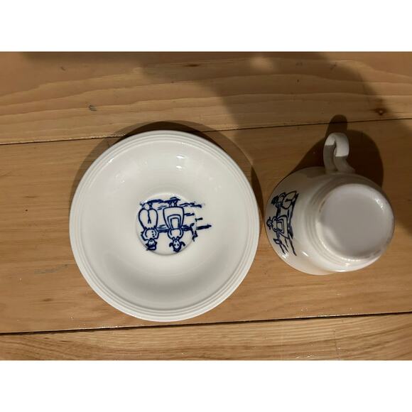 RARE VTG 14 Piece Tea Set Edwin M Knowles China Semi Vitreous Dutch Boy & Girl - Picture 4 of 14